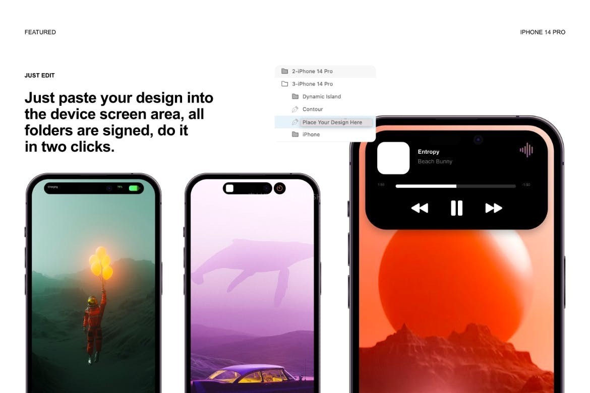 iPhone 14 Pro 灵动岛设计展示样机模板